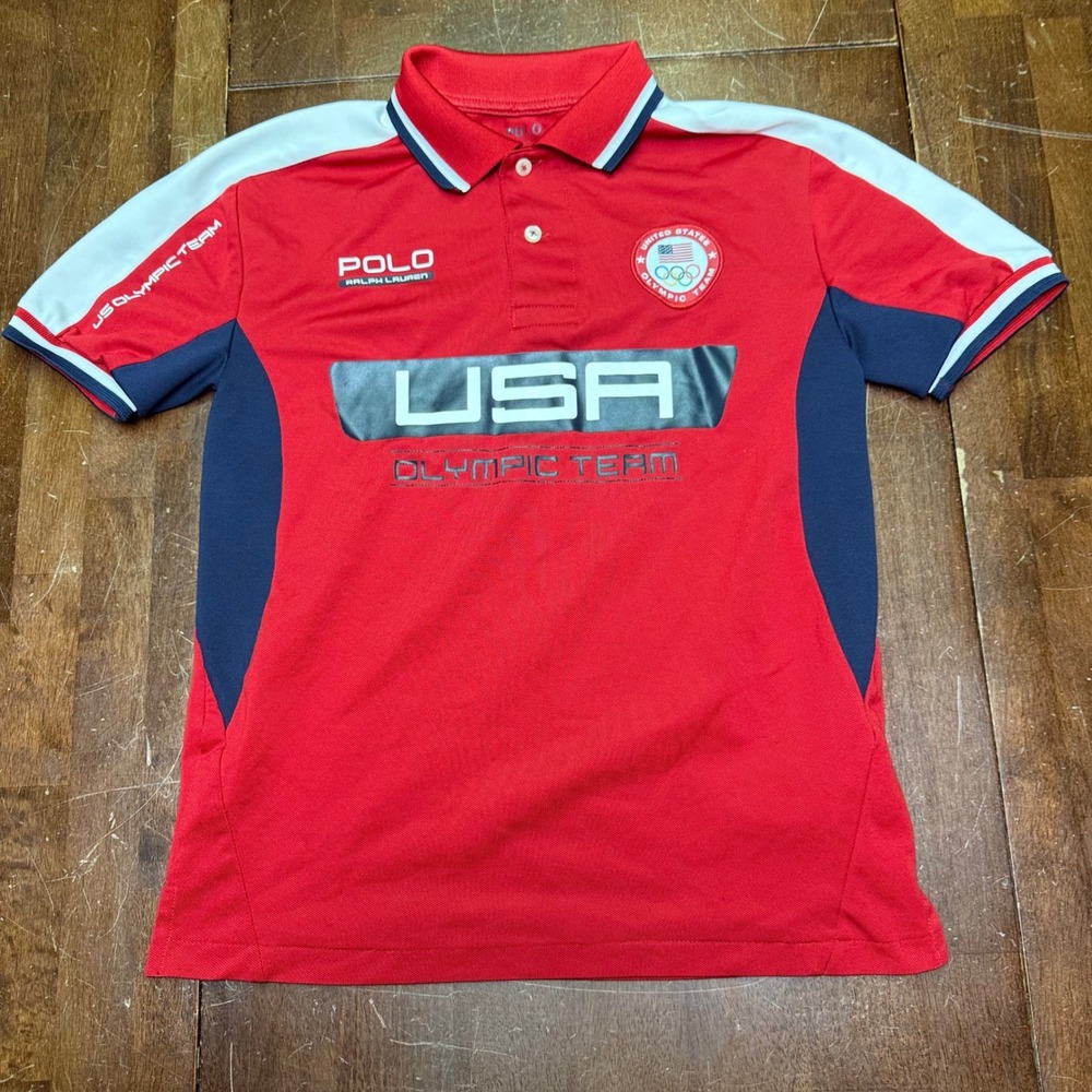 Polo Ralph Lauren Olympic Team USA Kids M Red Performance Polo Shirt